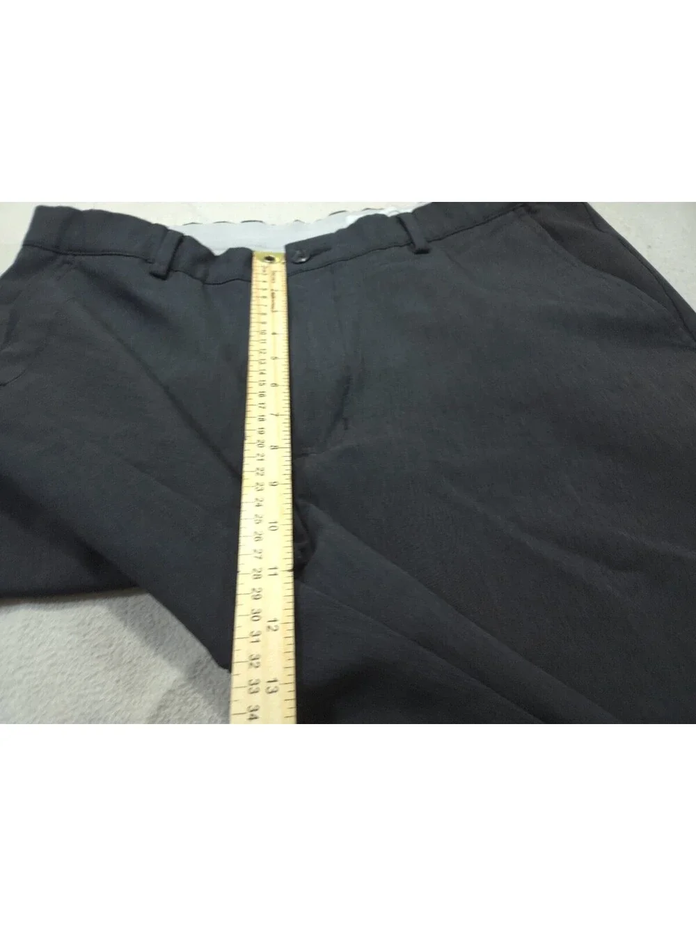 Greg Norman Mens Shorts 36 Black Golf Performance Stretch Shark Logo Chino Flat